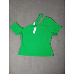 The Drop Women's Classic Green Asymmetric Neckline Knit Top 2X